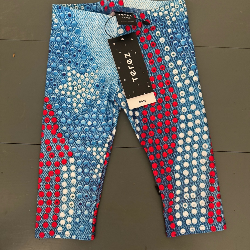 Terez girls size large red white and blue biker shorts. NWT